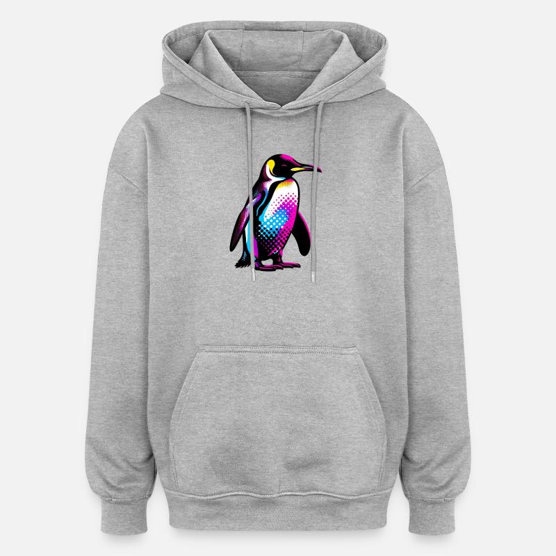 Pinguin - Oversized Unisex Hoodie - Grau meliert