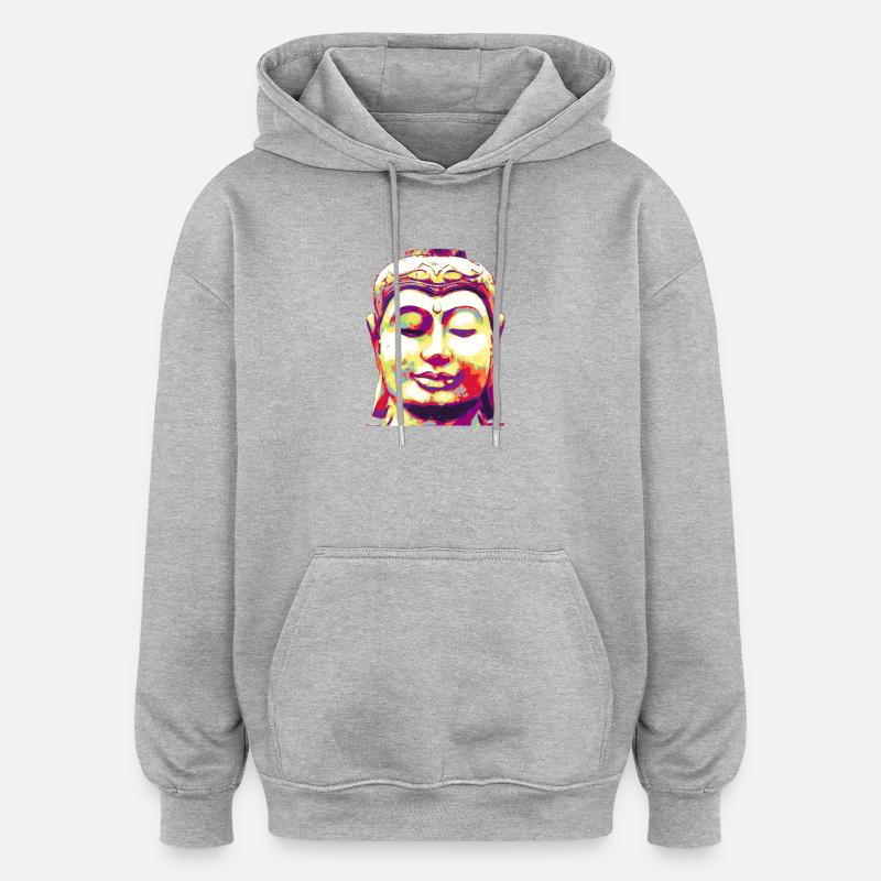 Bouddha - Sweat à capuche oversize unisexe - gris chiné