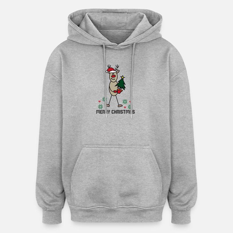 Noël 8 - Sweat à capuche oversize unisexe - gris chiné