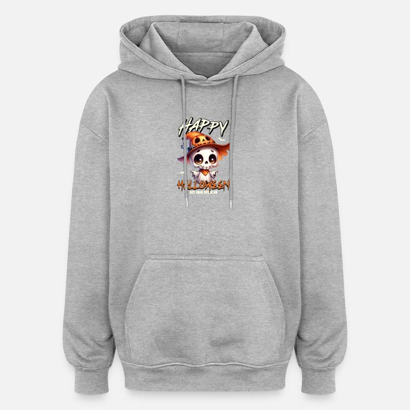 Skelett mit Pumpkin-Hut Halloween - Oversized Unisex Hoodie - Grau meliert