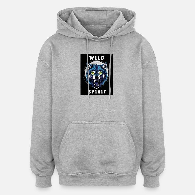 Wild Wolf Ghost Dinosaur Design - Sweat à capuche oversize unisexe - gris chiné