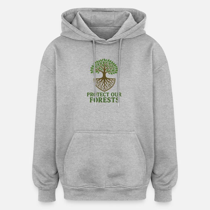 Arbre de vie Conception éco-consciente - Sweat à capuche oversize unisexe - gris chiné