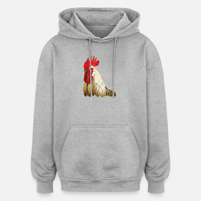 Hahn Hahnenfigur - Oversized Unisex Hoodie - Grau meliert