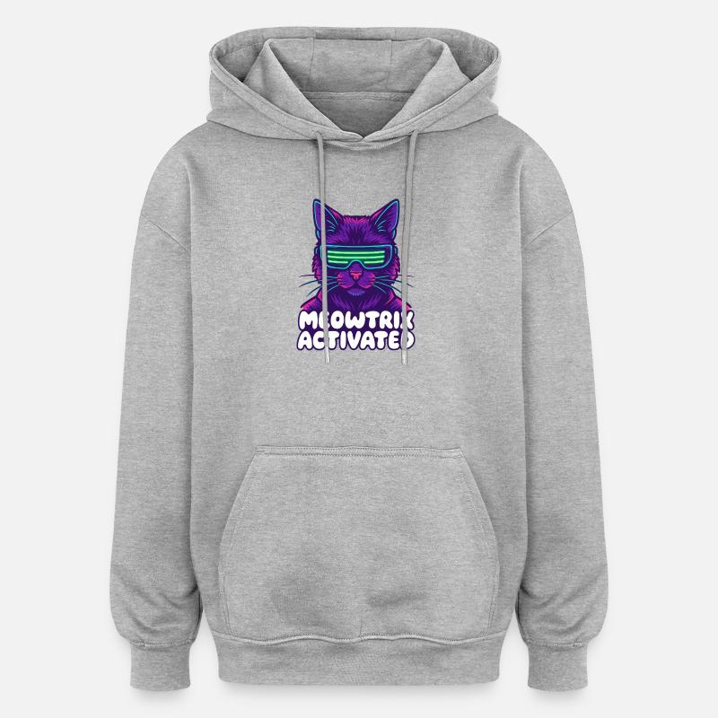 Meowtrix Chat néon activé - Sweat à capuche oversize unisexe - gris chiné