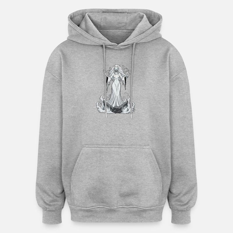 Banshee sur rochers de cristal - Sweat à capuche oversize unisexe - gris chiné