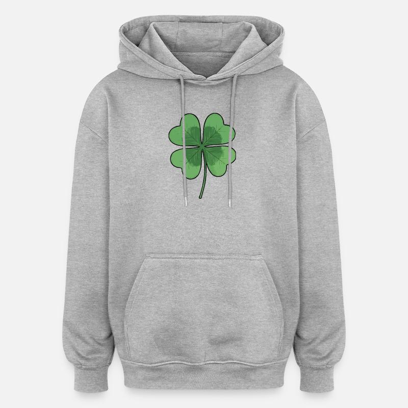 Trèfle à quatre feuilles - Sweat à capuche oversize unisexe - gris chiné
