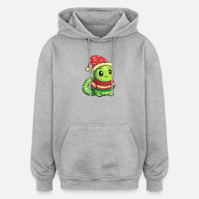 Noël du ver - Sweat à capuche oversize unisexe - gris chiné