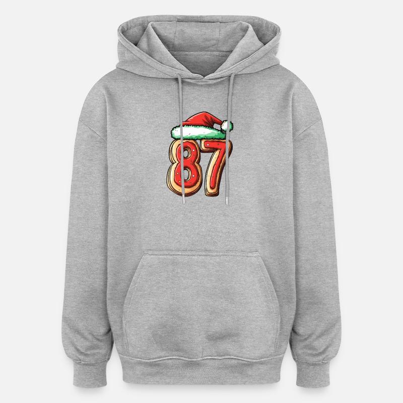 Biscuit de Noël à 87 chiffres - Sweat à capuche oversize unisexe - gris chiné