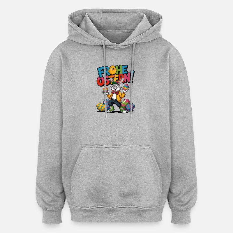 Joyeux lapin de Pâques - Sweat à capuche oversize unisexe - gris chiné