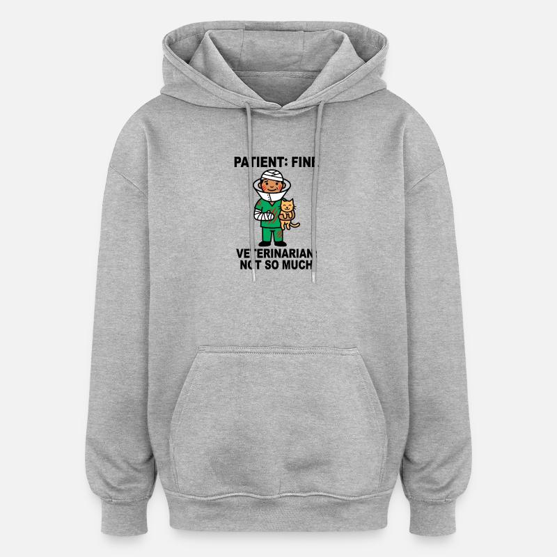 Médecin héros bandé avec chat - Sweat à capuche oversize unisexe - gris chiné