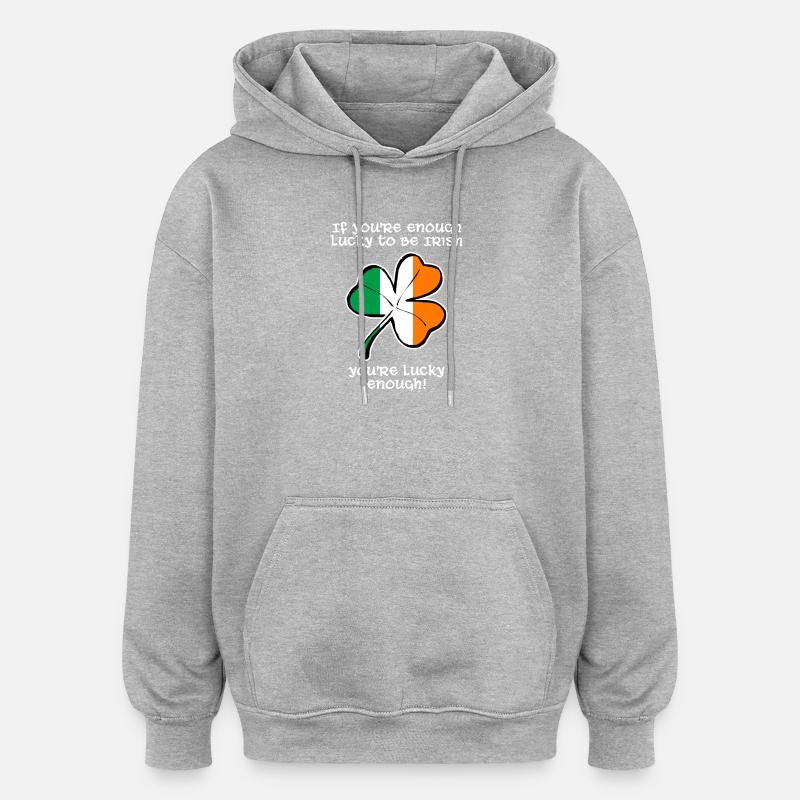 Glücklicherweise bin ich Ire. - Oversized Unisex Hoodie - Grau meliert