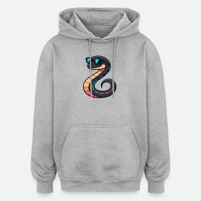 Serpent néon avec lunettes - Sweat à capuche oversize unisexe - gris chiné