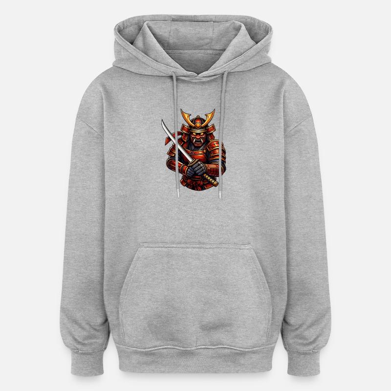 Kampfkunst-Samurai mit Schwert - Oversized Unisex Hoodie - Grau meliert