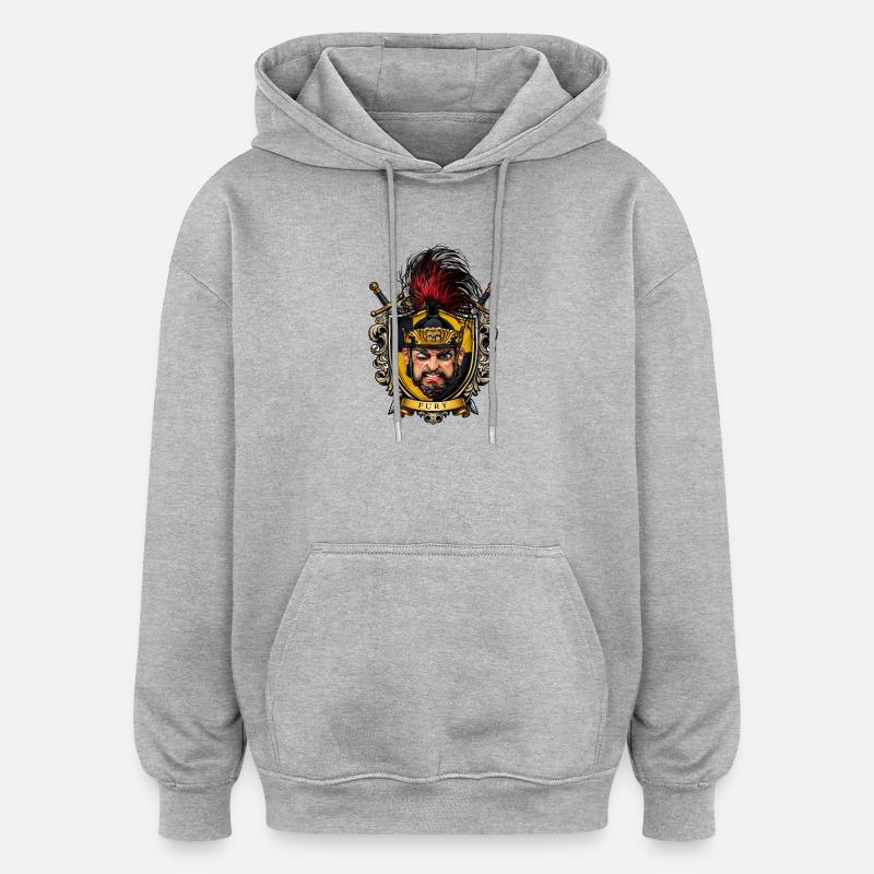 Fury Shield Warrior Crest - Oversized Unisex Hoodie - heather grey