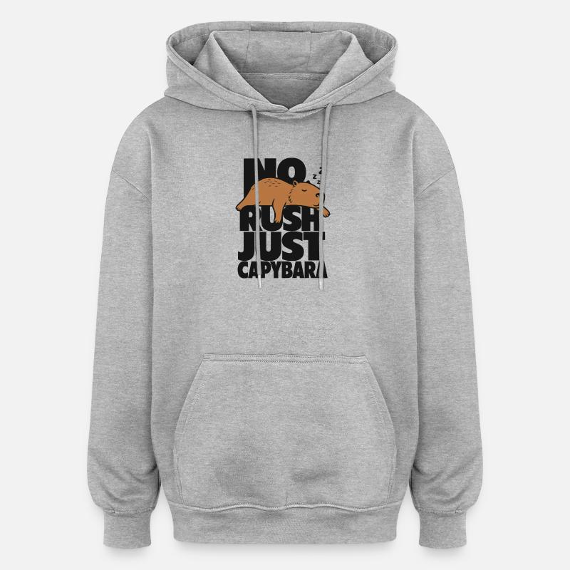 No Rush Just Capybara - Oversized Unisex Hoodie - Grau meliert