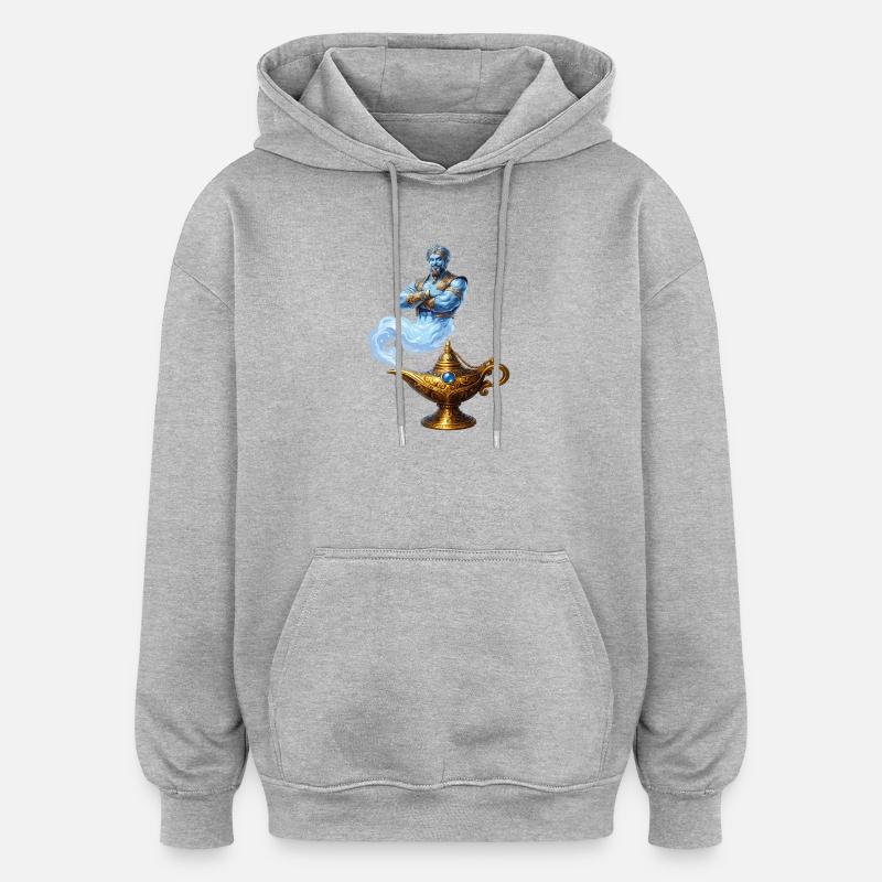 Génie bleu de Golden Lamp - Sweat à capuche oversize unisexe - gris chiné