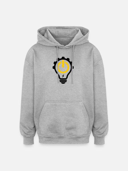Elektriker Glühbirne Blitz und Zahnrad - Oversized Unisex Hoodie - Grau meliert