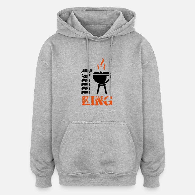 BBQ King - Sweat à capuche oversize unisexe - gris chiné
