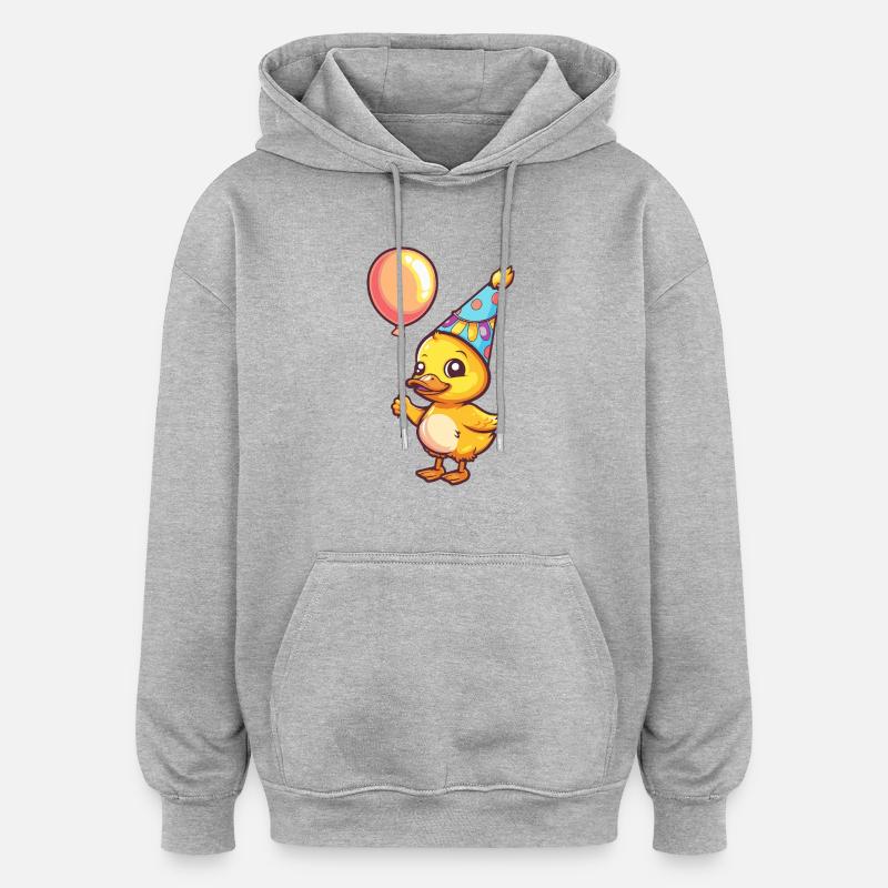Canard Anniversaire Bébé - Sweat à capuche oversize unisexe - gris chiné