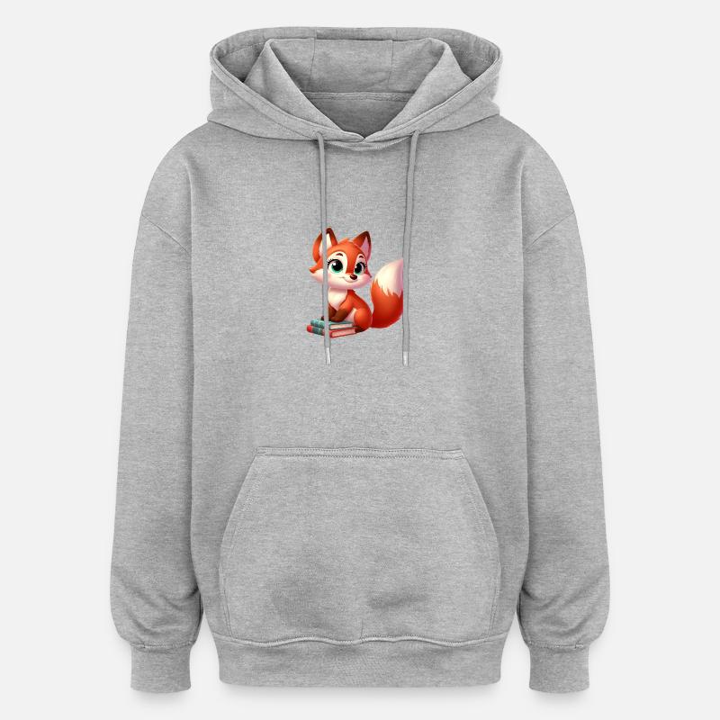 fox 6 - Sweat à capuche oversize unisexe - gris chiné