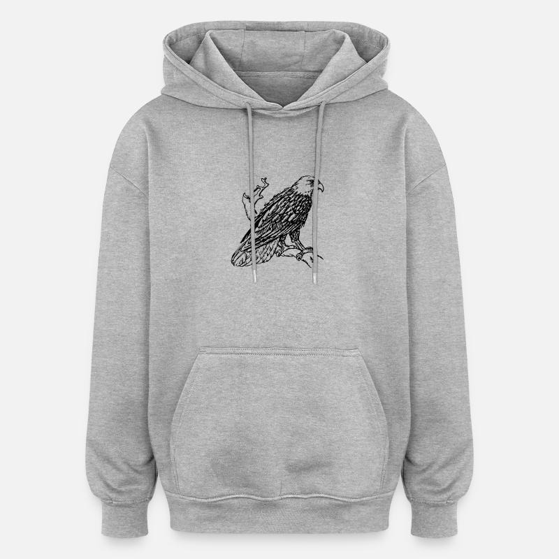 eagle190 - Sweat à capuche oversize unisexe - gris chiné