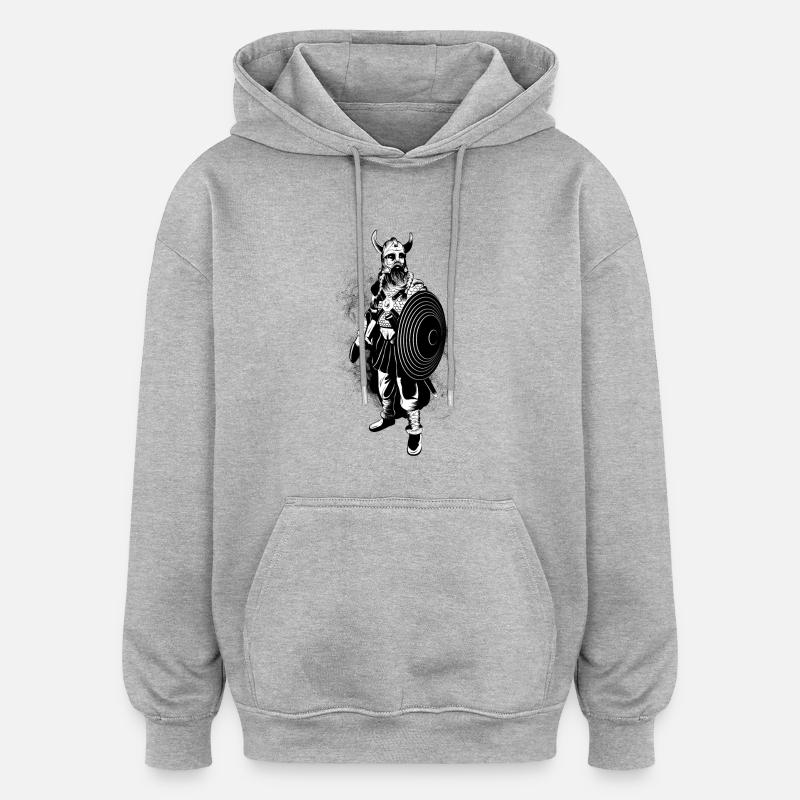 Viking - Sweat à capuche oversize unisexe - gris chiné