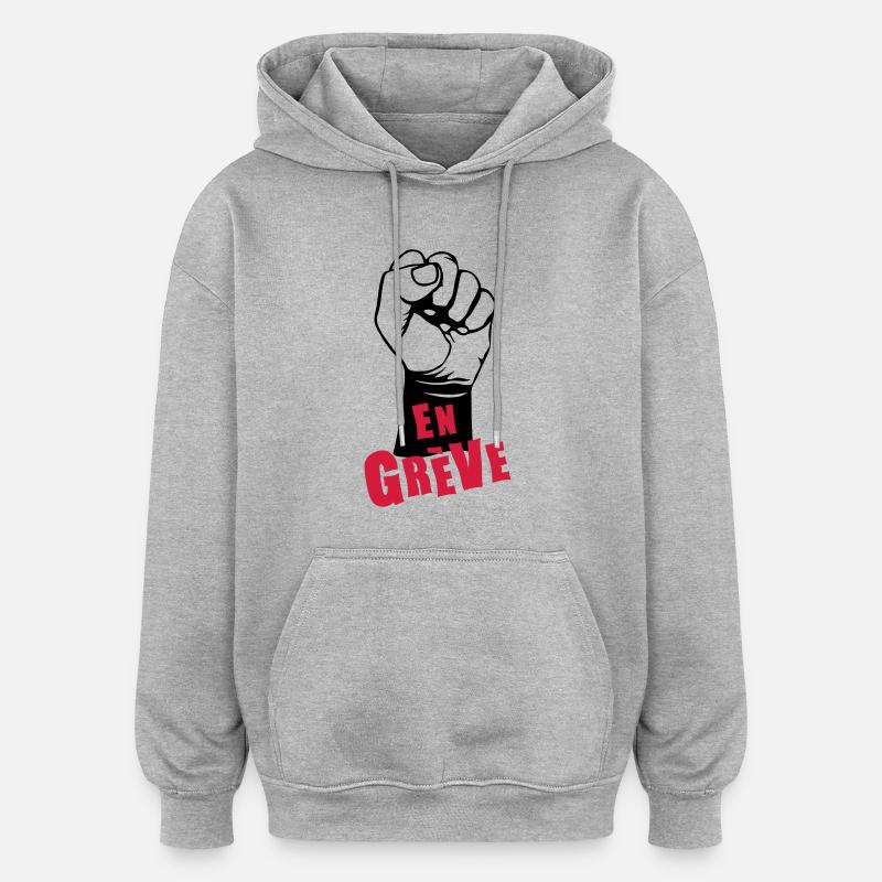 en greve point leve 0 - Sweat à capuche oversize unisexe - gris chiné