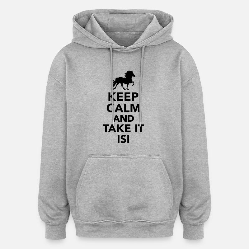 Islandpferd - Oversized Unisex Hoodie - Grau meliert
