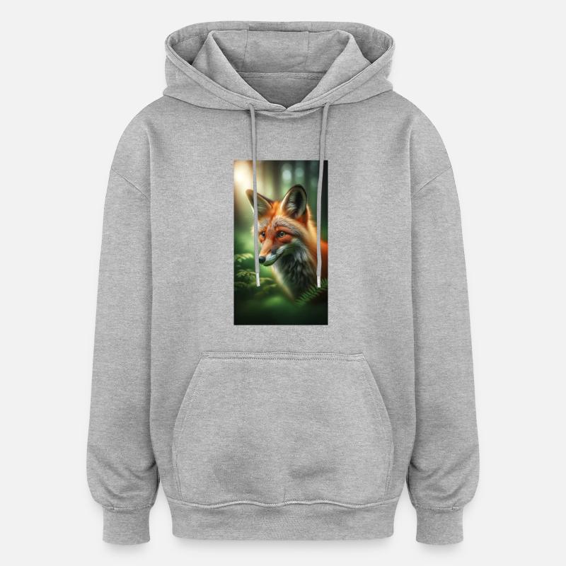 Renard - Sweat à capuche oversize unisexe - gris chiné