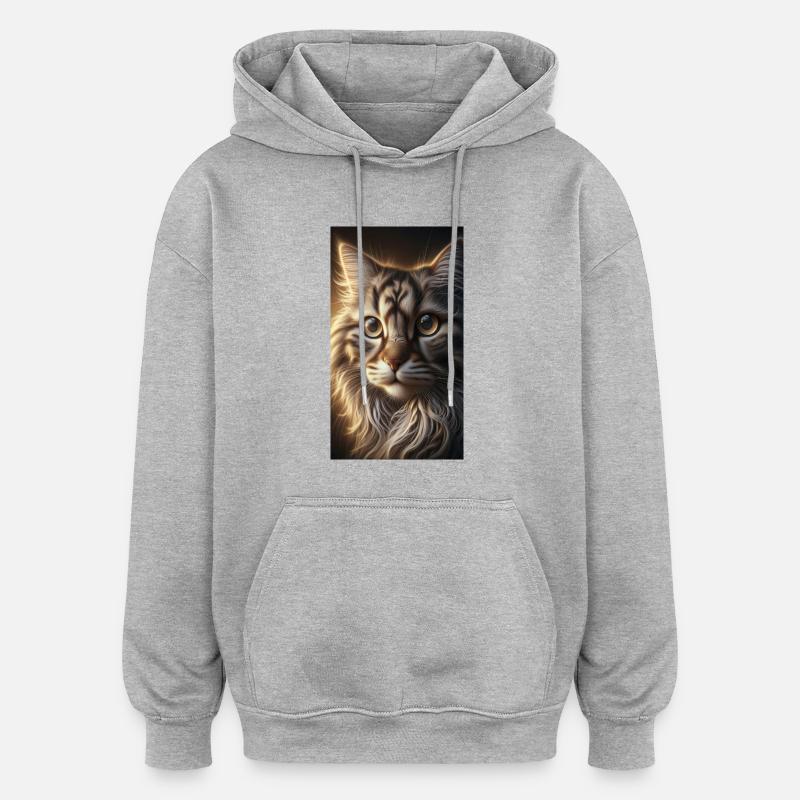 Portrait de chat - Sweat à capuche oversize unisexe - gris chiné