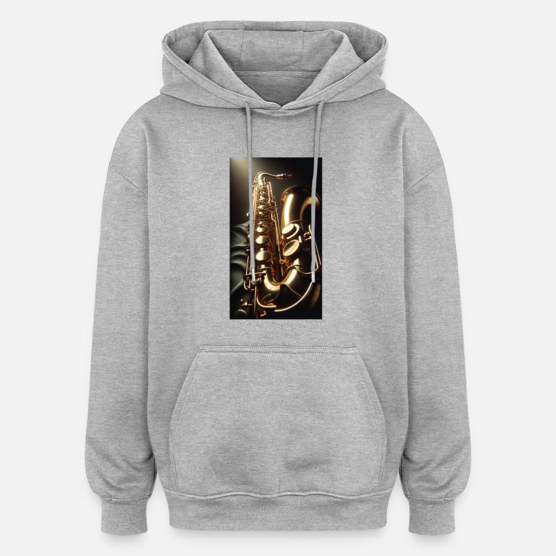 Saxophone - Sweat à capuche oversize unisexe - gris chiné