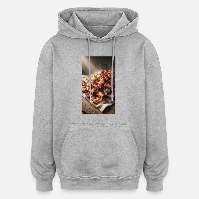 Le bacon est bon - Sweat à capuche oversize unisexe - gris chiné