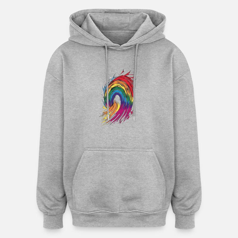 Arc-en-ciel - Sweat à capuche oversize unisexe - gris chiné