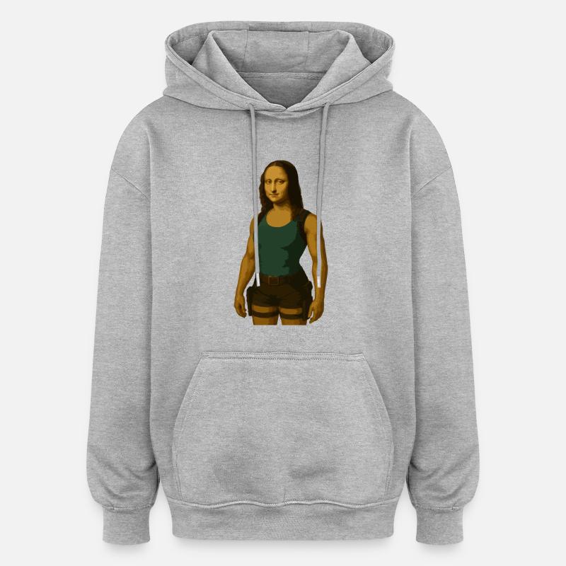 Mona Lara - Sweat à capuche oversize unisexe - gris chiné