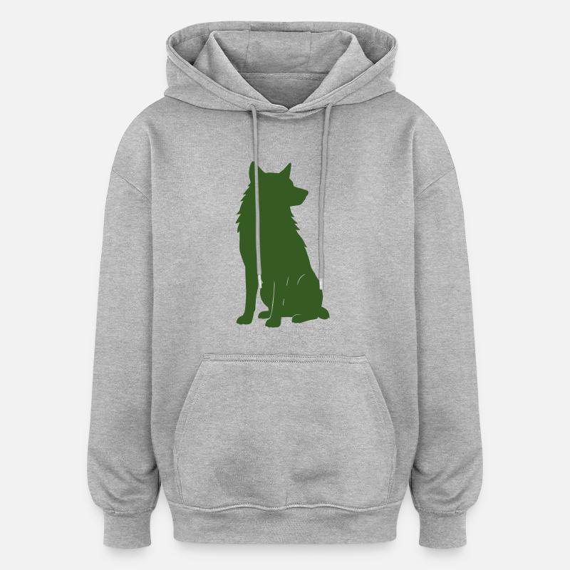 Loup 1 - Sweat à capuche oversize unisexe - gris chiné