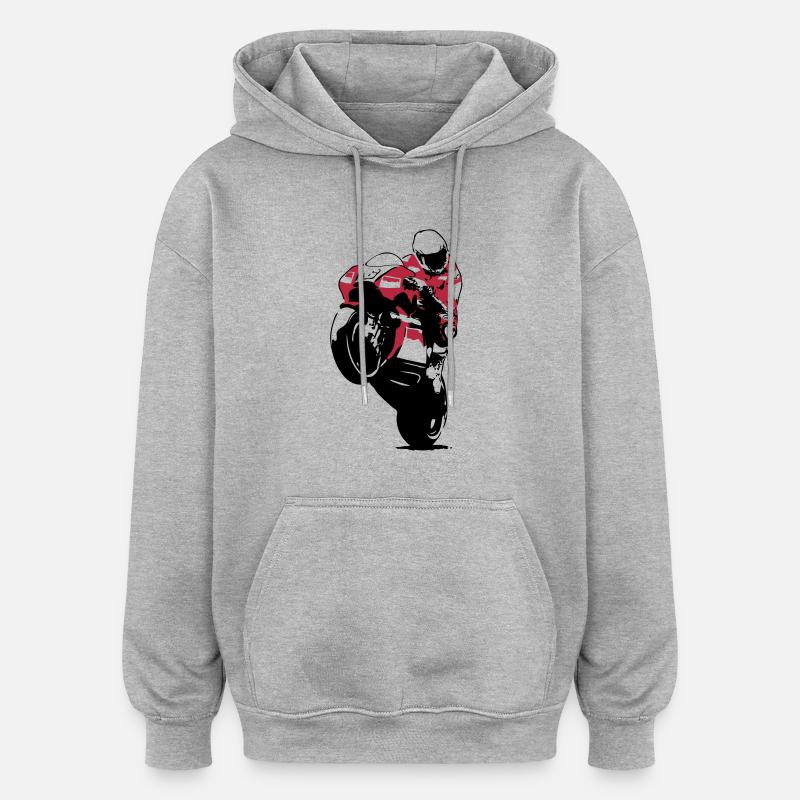 Moto-GP Racing - Sweat à capuche oversize unisexe - gris chiné