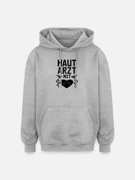 Hautarzt mit Herz Geschenk - Oversized Unisex Hoodie - Grau meliert
