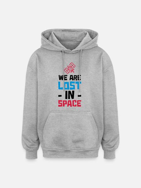 WE ARE LOST IN SPACE - SATELLITE - Oversized Unisex Hoodie - heather grey