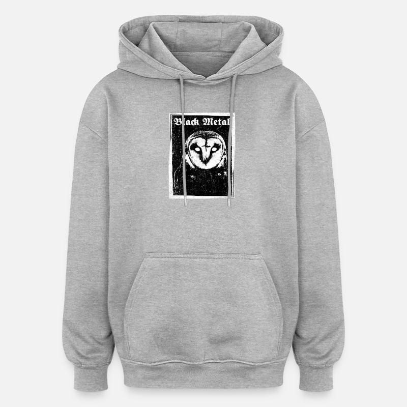 Black Metal Eule - Oversized Unisex Hoodie - Grau meliert
