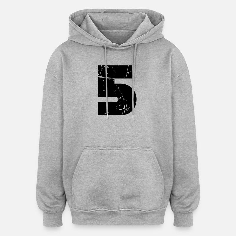 5 - Sweat à capuche oversize unisexe - gris chiné