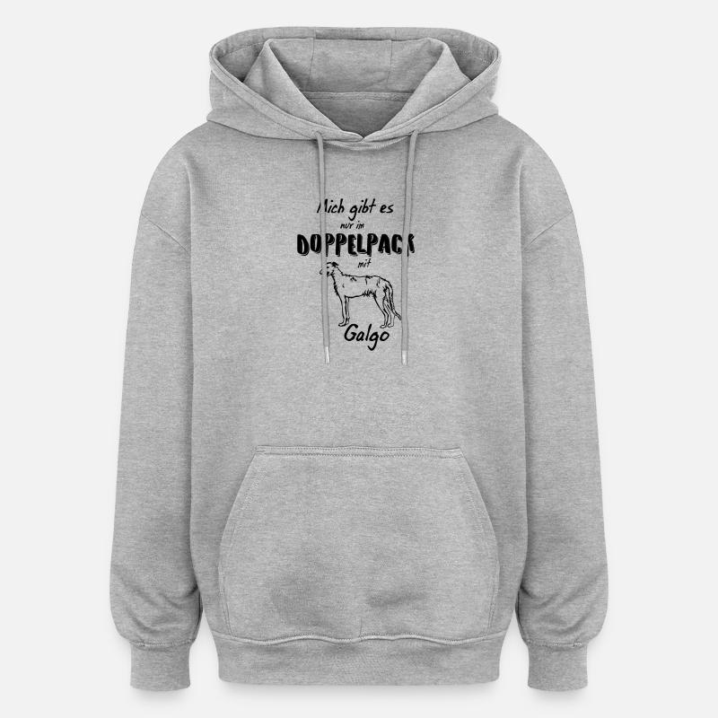 Galgo Silhouette - Kontur - Oversized Unisex Hoodie - Grau meliert