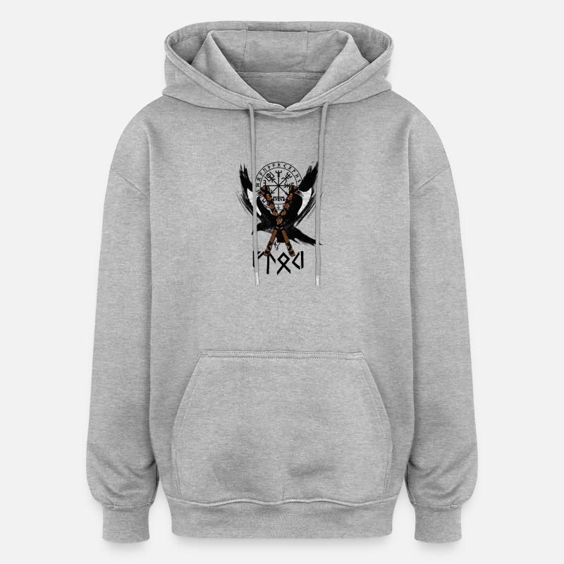 Les Vikings - Sweat à capuche oversize unisexe - gris chiné