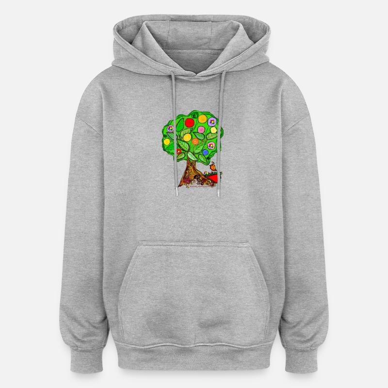 Arbre de vie - Sweat à capuche oversize unisexe - gris chiné