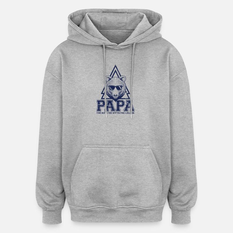 Papa Bear Dreieck-Logo - Oversized Unisex Hoodie - Grau meliert