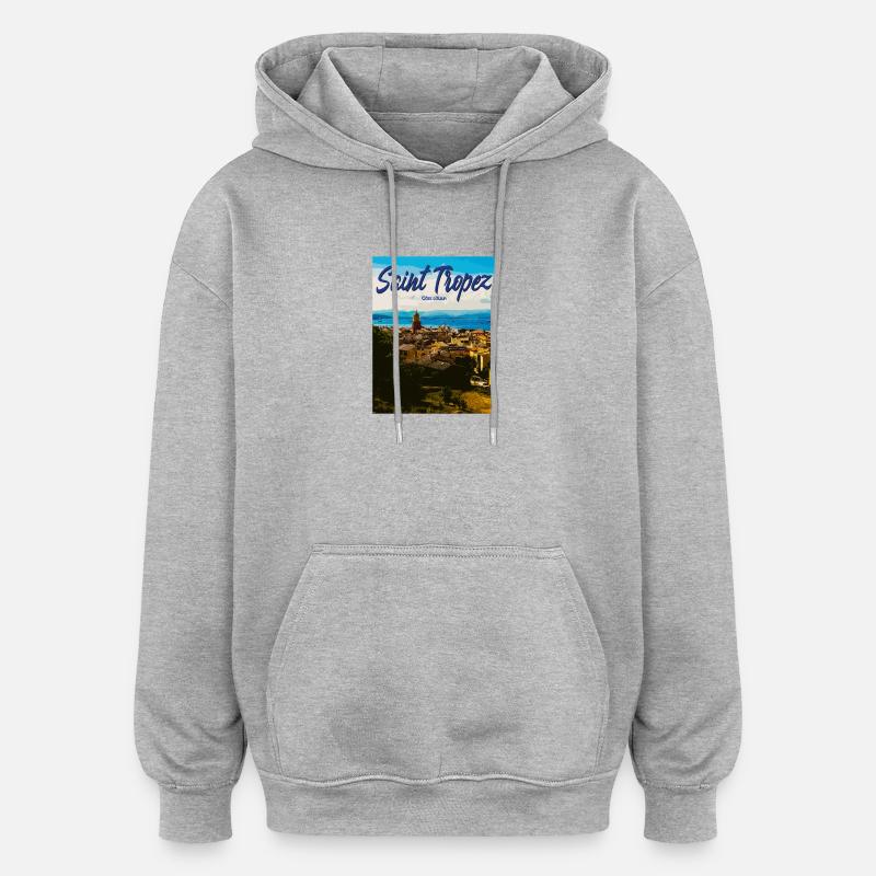 Saint-Tropez Côte d’Azur Côtière - Sweat à capuche oversize unisexe - gris chiné
