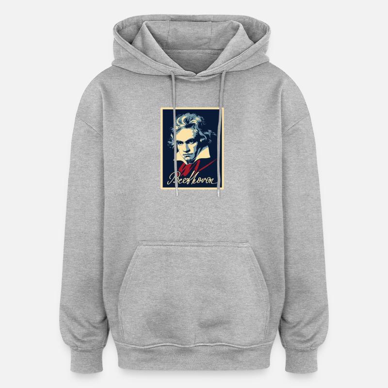 Beethoven - Sweat à capuche oversize unisexe - gris chiné