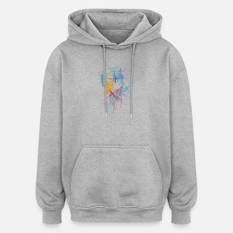 Farben Striche Design - Oversized Unisex Hoodie - Grau meliert