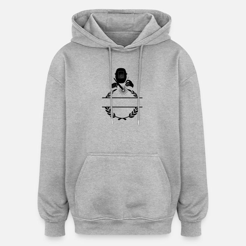 Schweißerlogo transparent mit Lorbeerkranz - Oversized Unisex Hoodie - Grau meliert