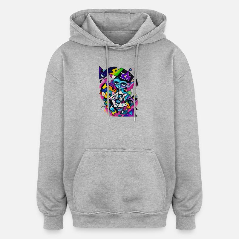Graffiti - Oversized Unisex Hoodie - Grau meliert