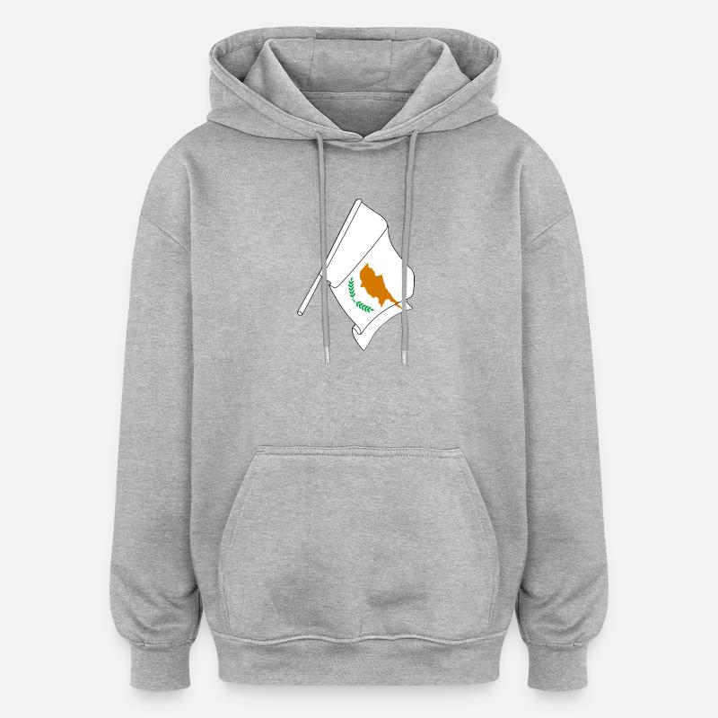 Drapeau Chypre - Sweat à capuche oversize unisexe - gris chiné